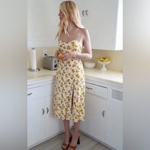 Reformation Juliette Lemon Print Dress, Size 6